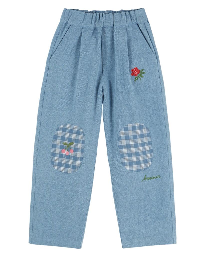 Emile & Ida - Pantalon denim genouillere (Bleu delave)