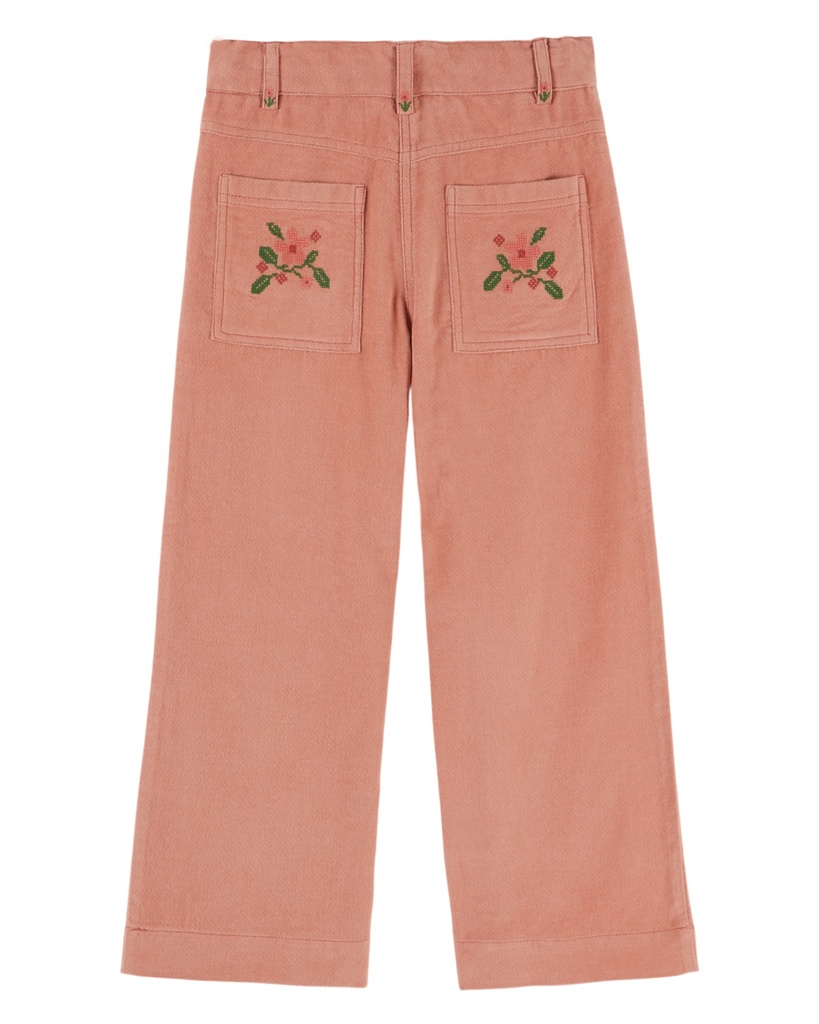 Emile & Ida - Pantalon poche brodee velours (Sakura)