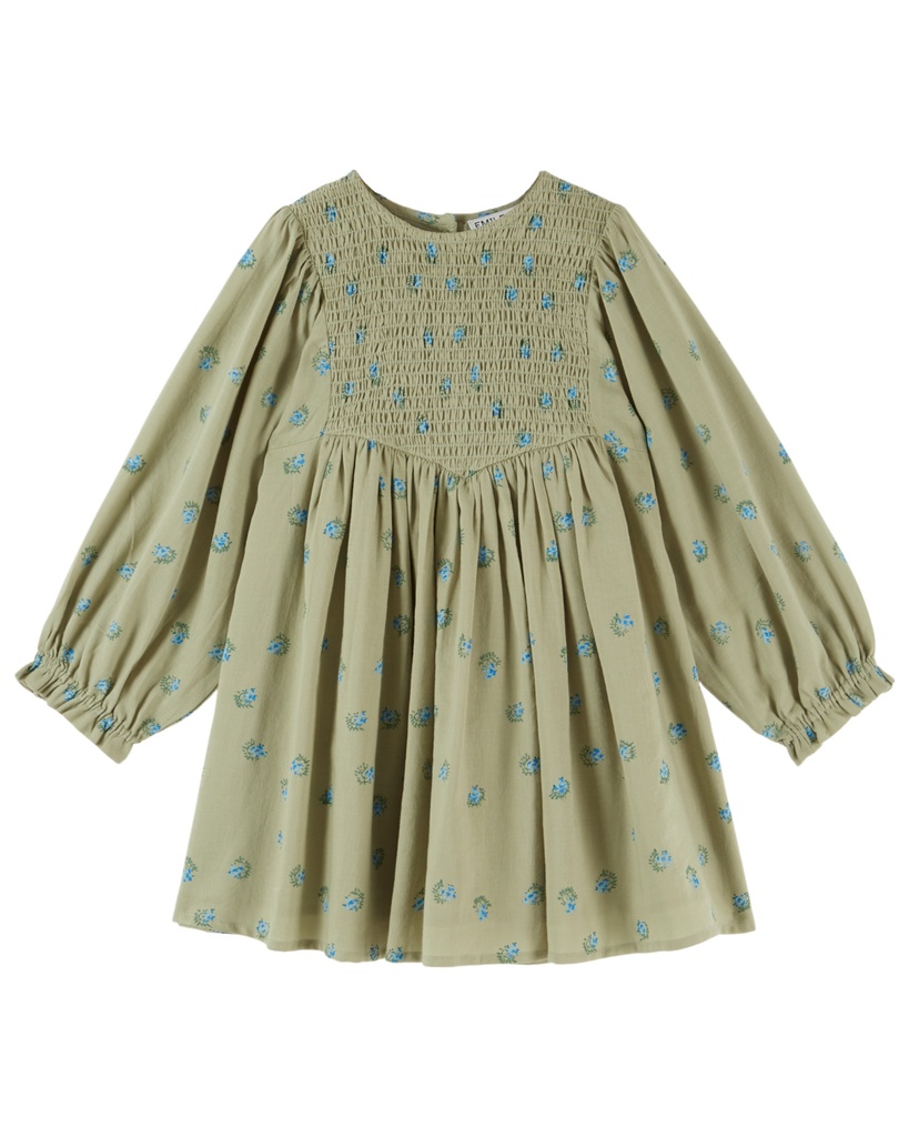 Emile & Ida - Robe smockee block print (Groseille)