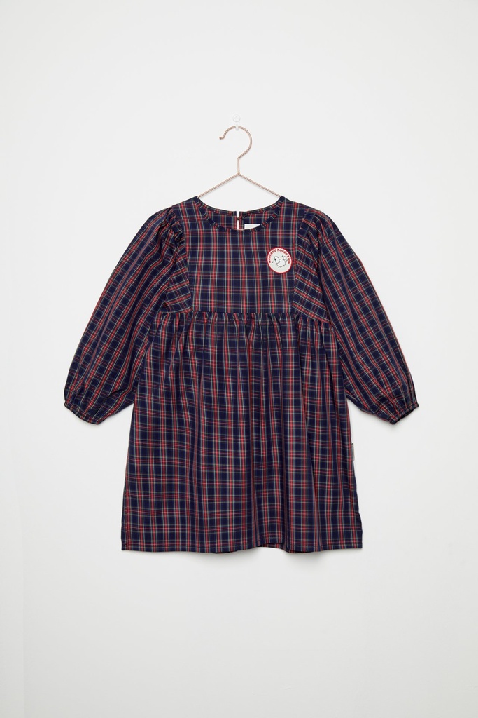 Weekend House Kids - Pom pom dog poplin dress (Blue and red)