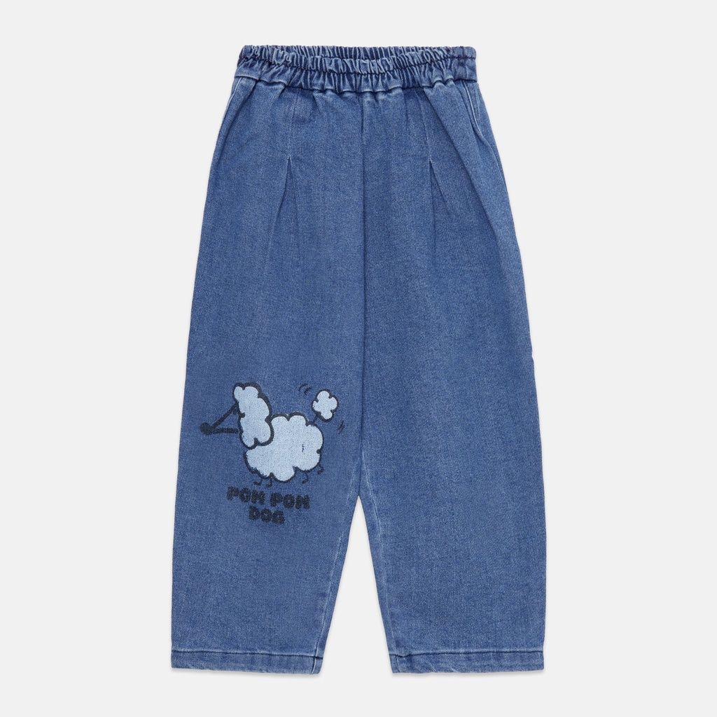 Weekend House Kids - Pom pom dog denim pants (Blue) (2 jaar)