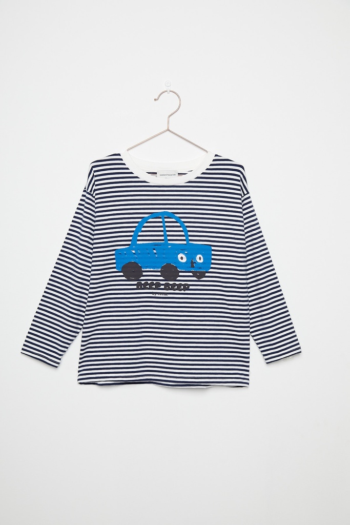 Weekend House Kids - Beep beep l/s t-shirt (Stripes blue and white)
