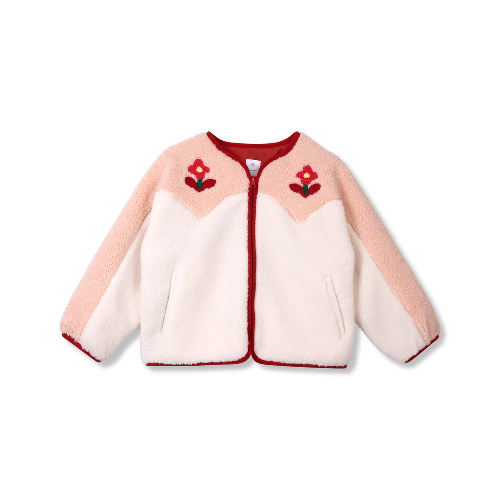 Wynken - Still life faux fur jacket (Rose / ecru)