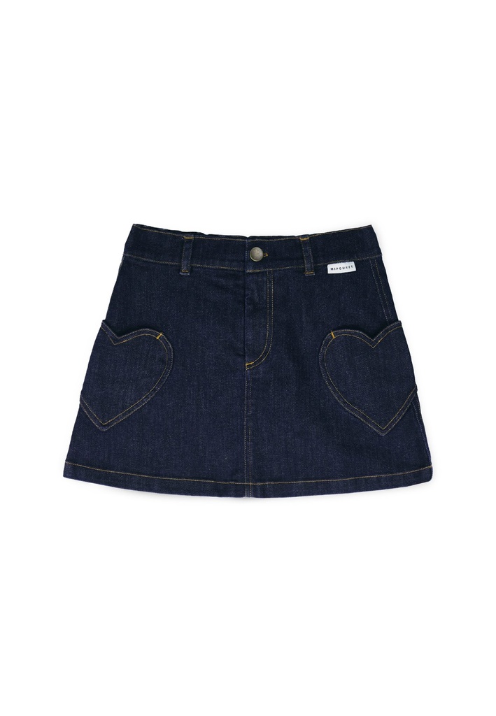 Mipounet - Love denim mini skirt (Dark blue)