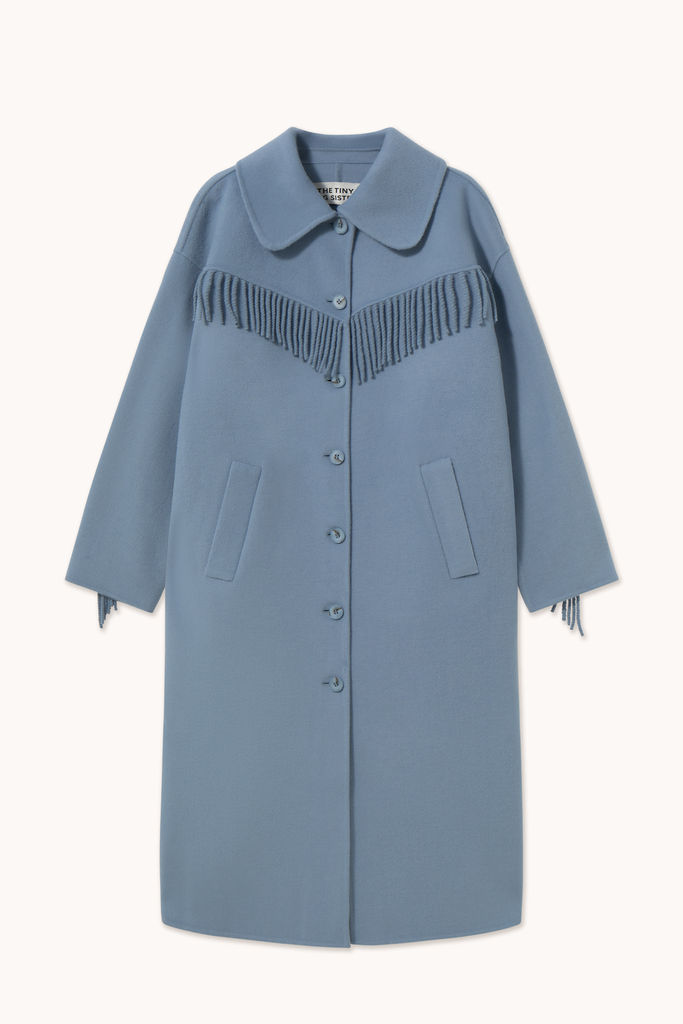 The tiny big sister - Frills long coat (Washed blue) (36)