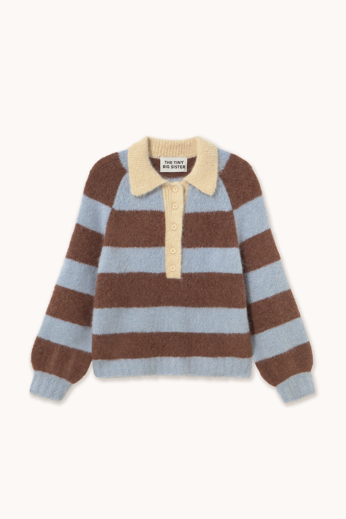 The tiny big sister - Frank striped polo (Washed blue/cacao)