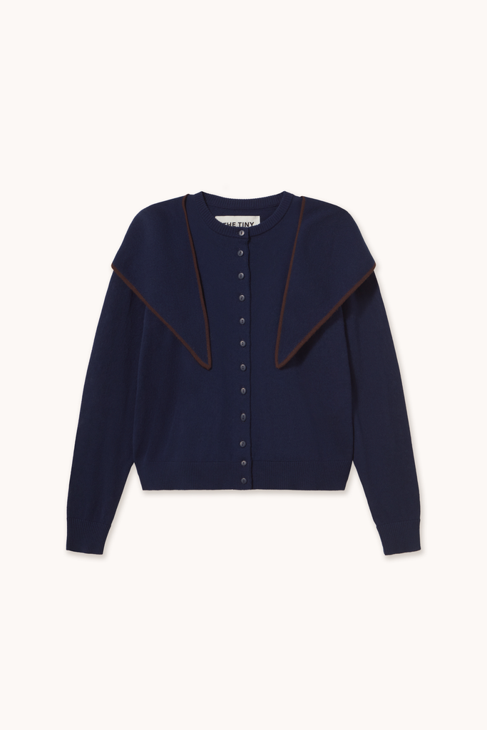 The tiny big sister - Scarf neck lara cardigan (Navy)