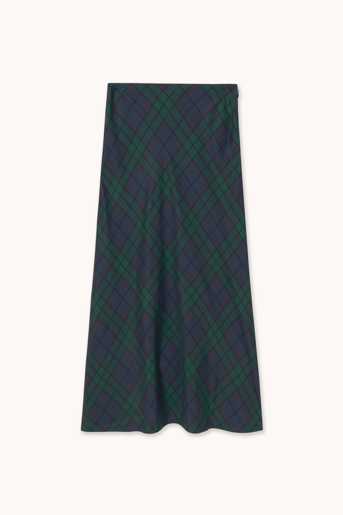 The tiny big sister - Check bias cut skirt (Deep blue/dark green)
