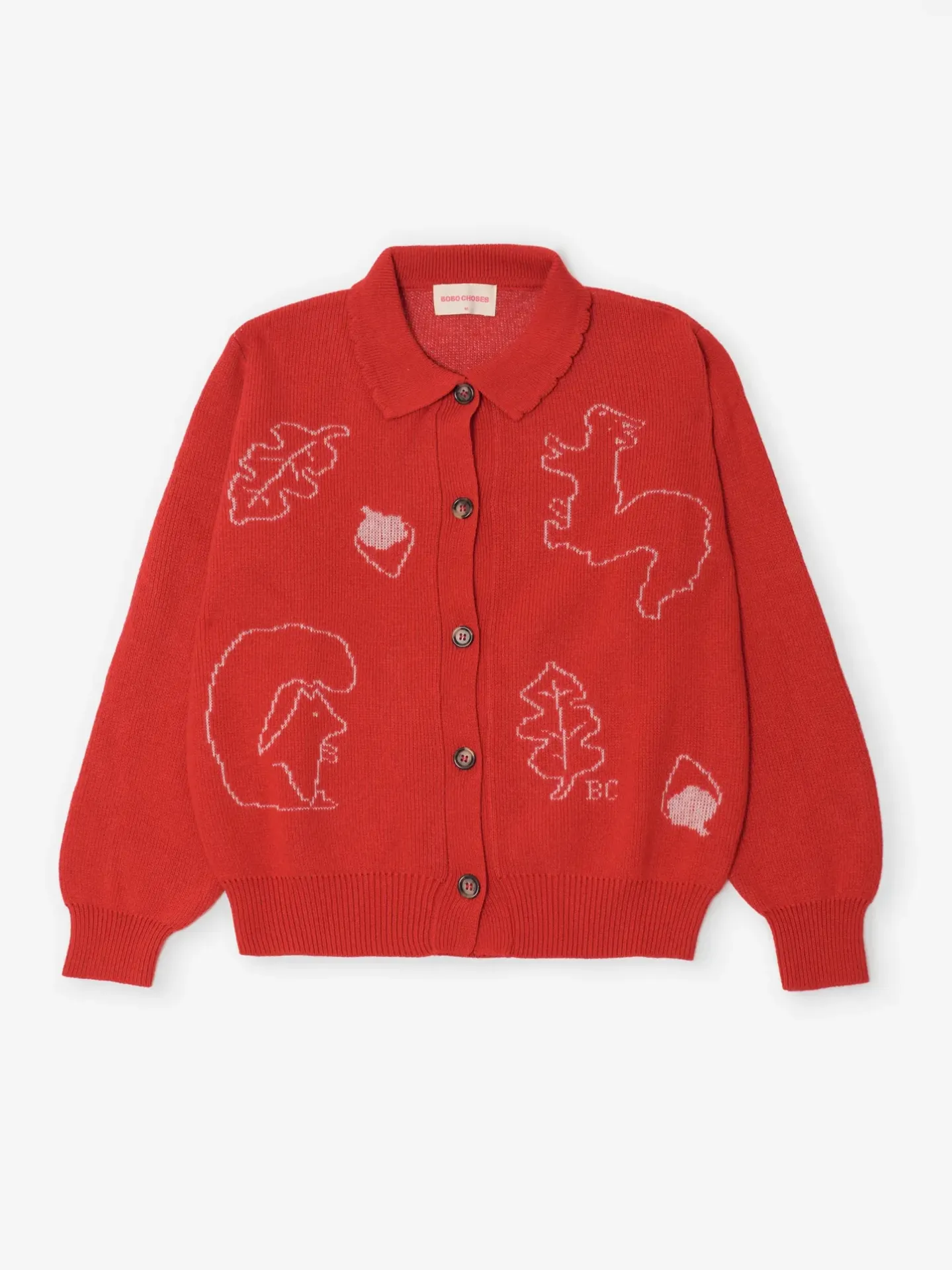 Bobo Choses - Forest scene wool blend polo cardigan