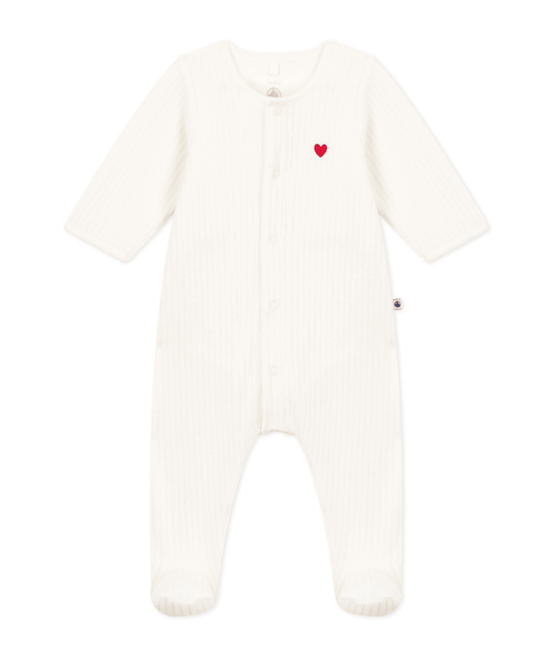Petit Bateau – Velours Bodyjama met Hartje (1 maand)