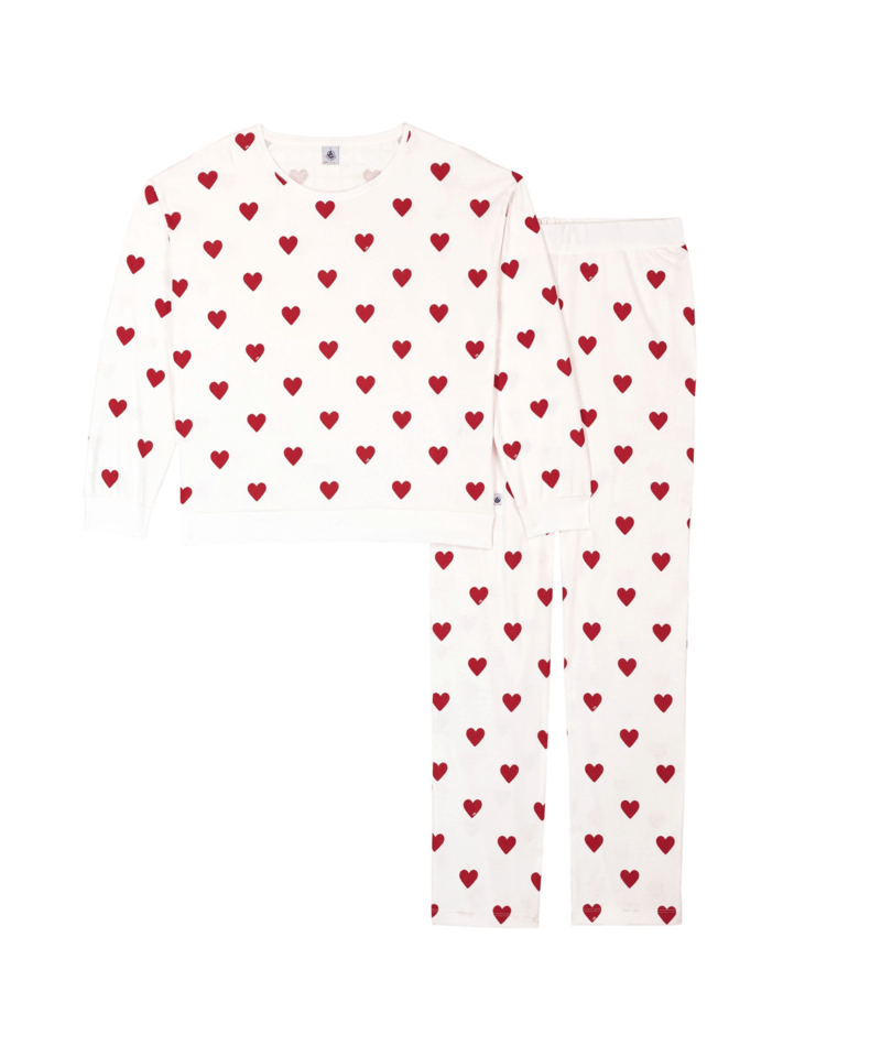 Petit Bateau – Katoenen Damespyjama met Hartjesprint (S - 36)