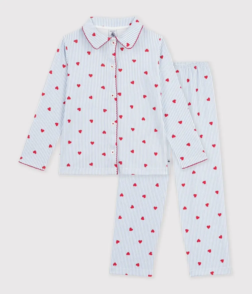Petit Bateau – Katoenen Pyjama met Hartjesprint (2 jaar)