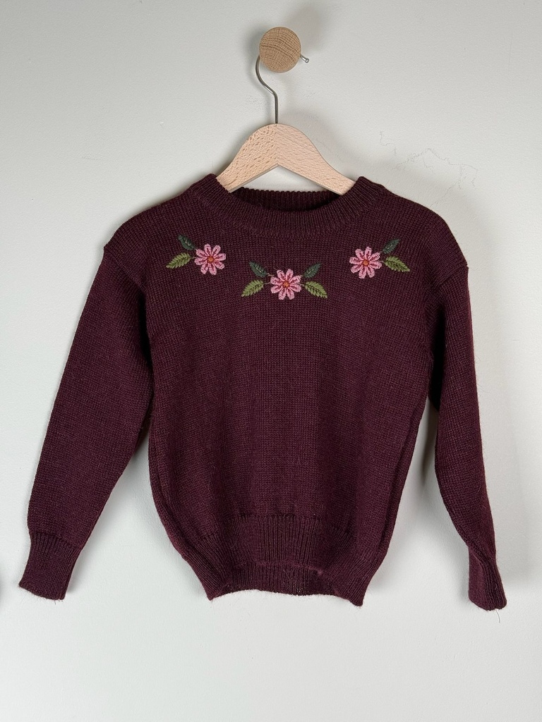 Babe&Tess - Flower knit - Melanzana (3 jaar)