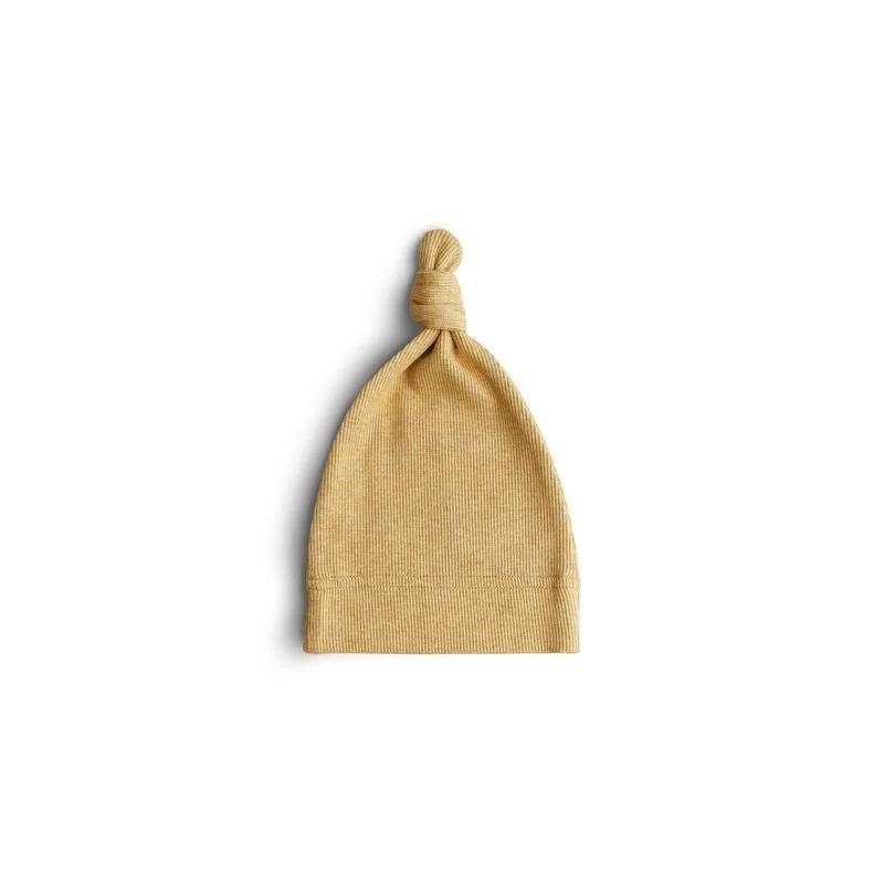 Mushie - Ribbed baby beanie - Mustard melange