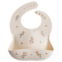 Mushie - Siliconen slab met opvangbakje - Pink flowers 