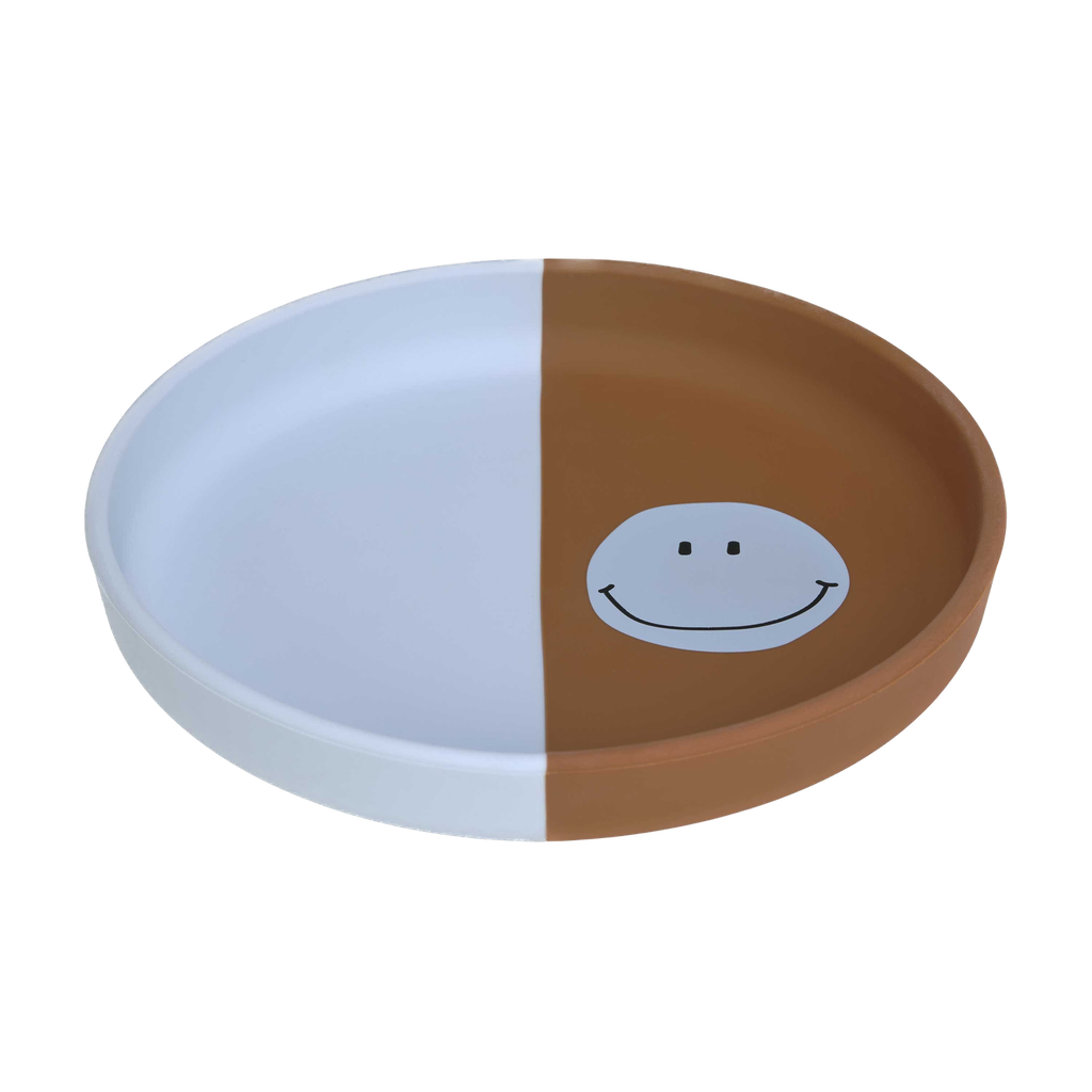 LÄSSIG - Silicone Plate - Happy Rascals - Smile sky blue