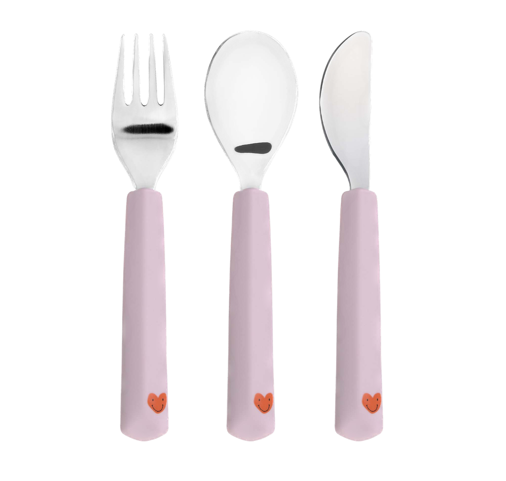 LÄSSIG - Cutlery Silicone Handle - Happy Rascals - Heart Lavender