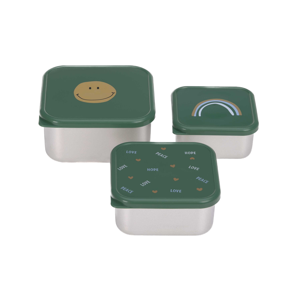 LÄSSIG - Snackbox Stainless Steel - Happy Rascals -
Smile green