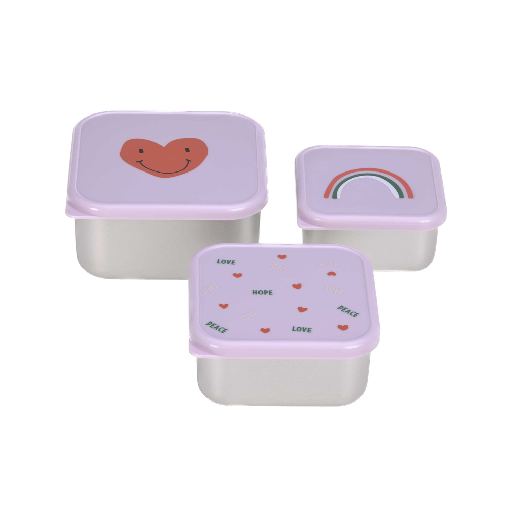 LÄSSIG - Snackbox Stainless Steel - Happy Rascals -
Heart Lavender