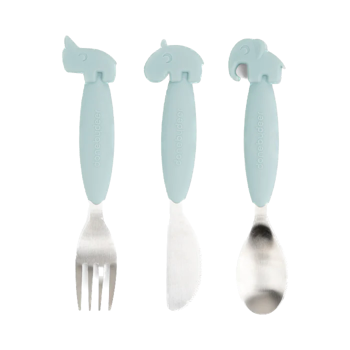 Done by Deer - Easy-grip cutlery set - Blue