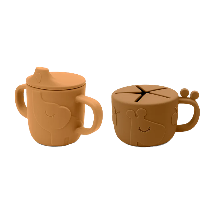 Done by Deer - Peekaboo spout/snack cup set - Mustard