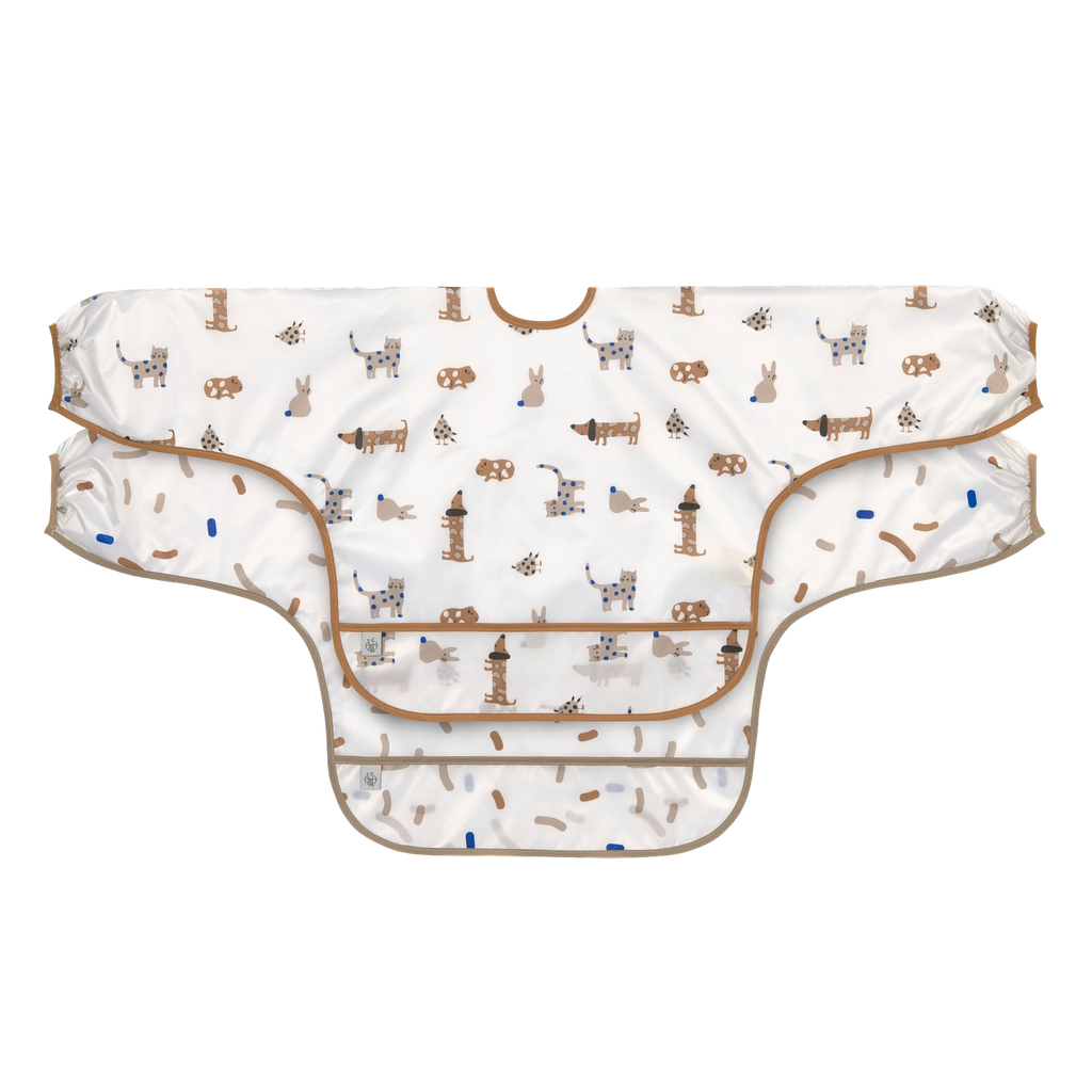 LÄSSIG - Slabbetjes met mouwen(2pcs) - Little Mateys royal blue 