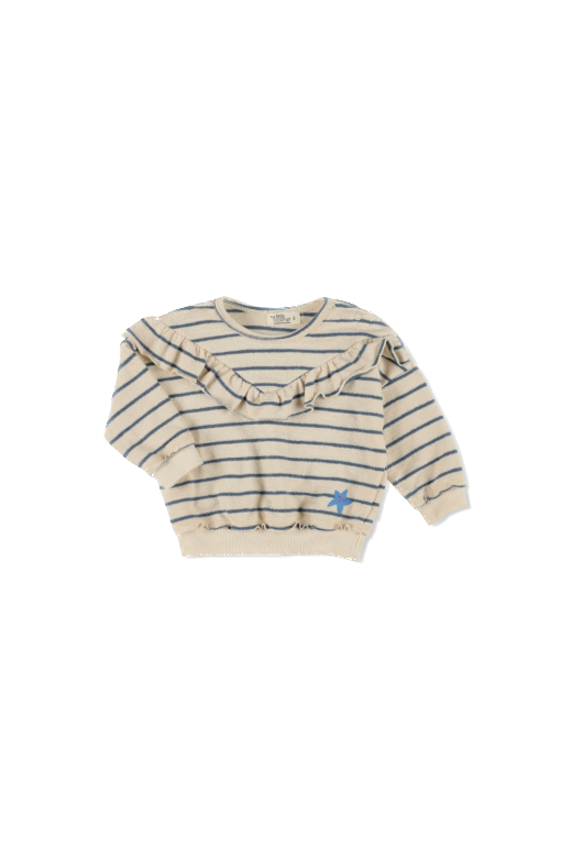 My Little Cozmo - Sienna266-4 -
Organic crepe stripe ruffle baby sweatshirt - Blue