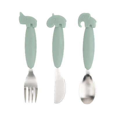 Done by Deer - Easy-grip cutlery set - Green
