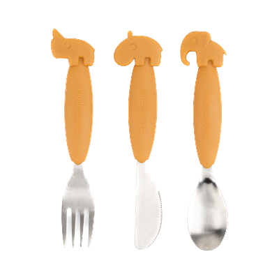 Done by Deer - Easy-grip cutlery set - Mustard