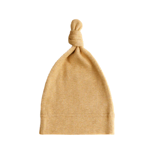 Mushie - Ribbed baby beanie - Mustard melange