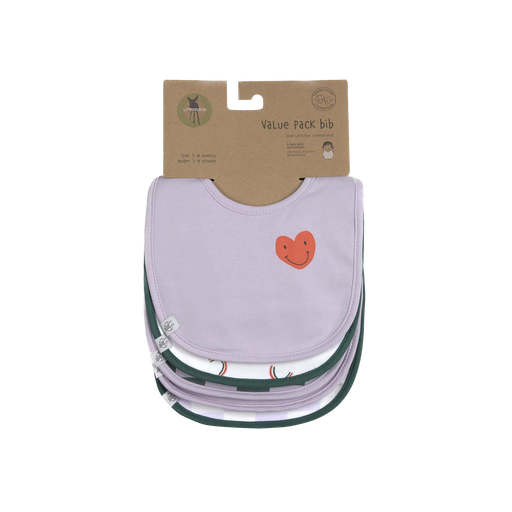 LÄSSIG - Value Pack Bib - Happy Rascals - Heart Lavender