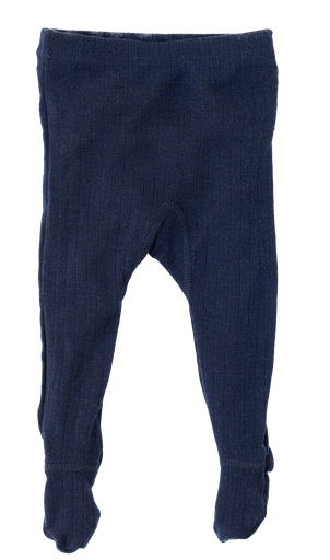 Joha - Legging with feet - Navy - Merino wool + Silk 