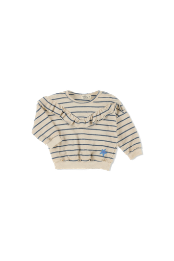 My Little Cozmo - Sienna266-4 -
Organic crepe stripe ruffle baby sweatshirt - Blue