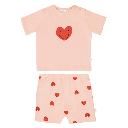 LÄSSIG - Pyjama short sleeve Set - Heart peach rose 