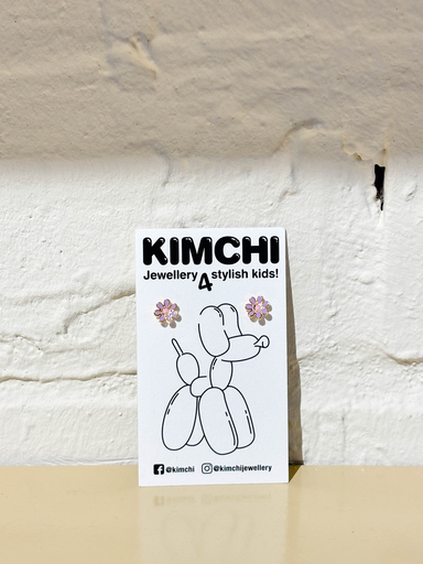 Kimchi - Oorringen stekertje lila bloemetje 