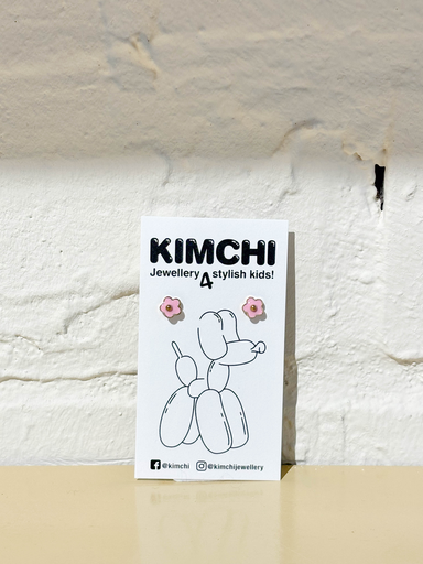 Kimchi - Oorringen stekertje roze bloemetje