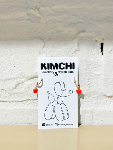 Kimchi - Oorringen hoops oranje bloem 