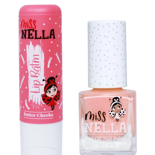 Miss Nella - Duo nagellak & lippenbalsem (Butter cheeks & peach slushie)