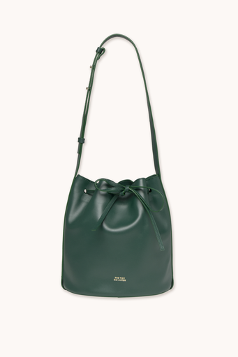 The tiny big sister - Anne leather medium bucket bag (groen)