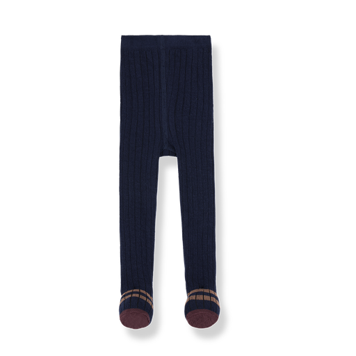 1+ In the family - Sally Dark blue ribbed plain tights  
