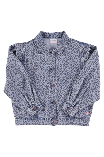 Sisters department - Jacket washed blue denim animal print
