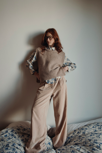 Emile & Ida - Caroub velours broek (sable)