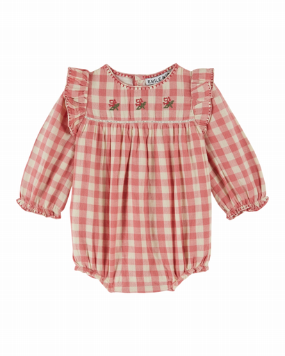 Emile & Ida – BB Combibloomer gingham roze (AC202)