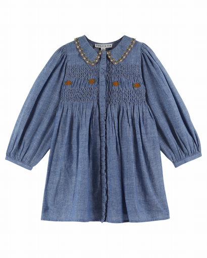 Emile & Ida – Jurk met smock chambray (AC080A)