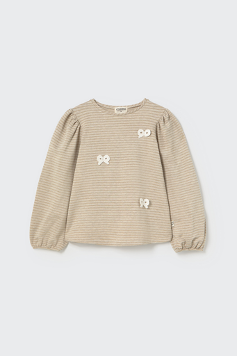 Cozmo – Gestreept fleece T-shirt met strikjes PAMPAK315w5 