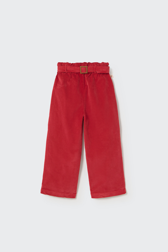 Cozmo – Velours broek LIMAK316w5 in rood met riem 
