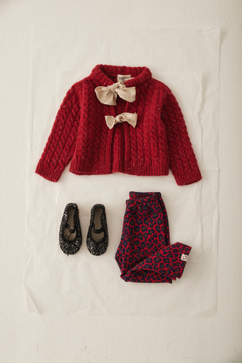 Cozmo – Gebreid babyvest MARTINIQUE228w5 in rood tweed 