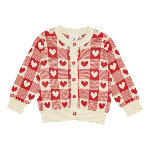Flöss - Heart cardigan - Poppy red/soft white