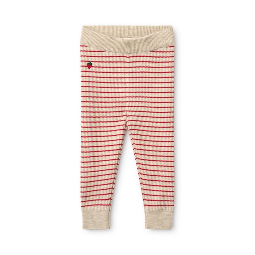 Flöss - Flye leggings wool - Oat mel / poppy red