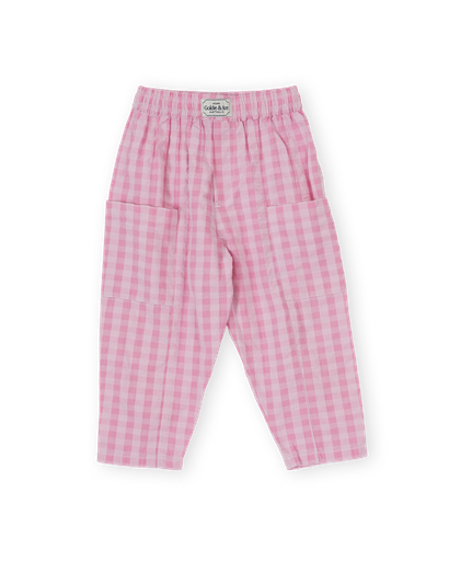 Goldie and Ace - Lightweight gingham kit pocket pant pink